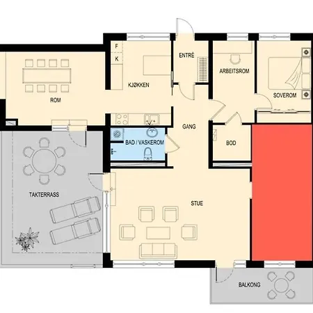 115sqm Penthouse W/roof Terrace+balcony - High End * Bergen